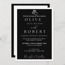 Elegant Minimalist Black &White Wedding Invitation