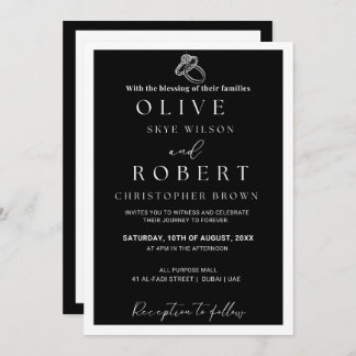 Elegant Minimalist Black &White Wedding Invitation