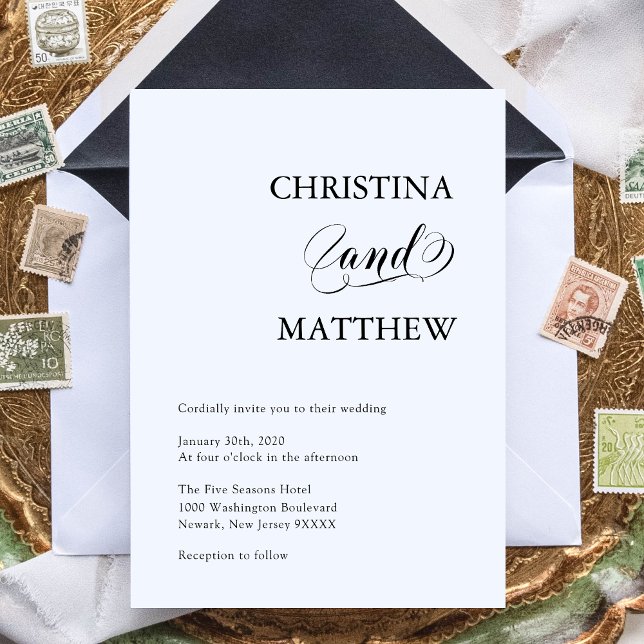 Elegant Minimalist Black White Wedding Invitation (Creator Uploaded)