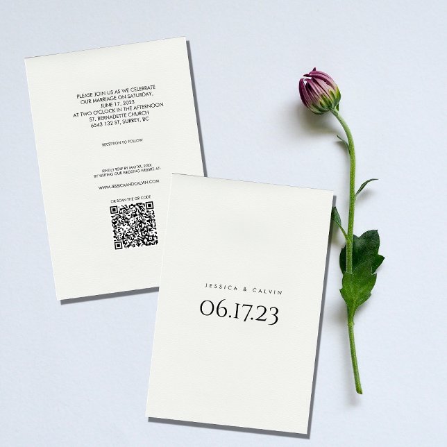 Elegant Minimalist Black White Wedding Invitation (Creator Uploaded)