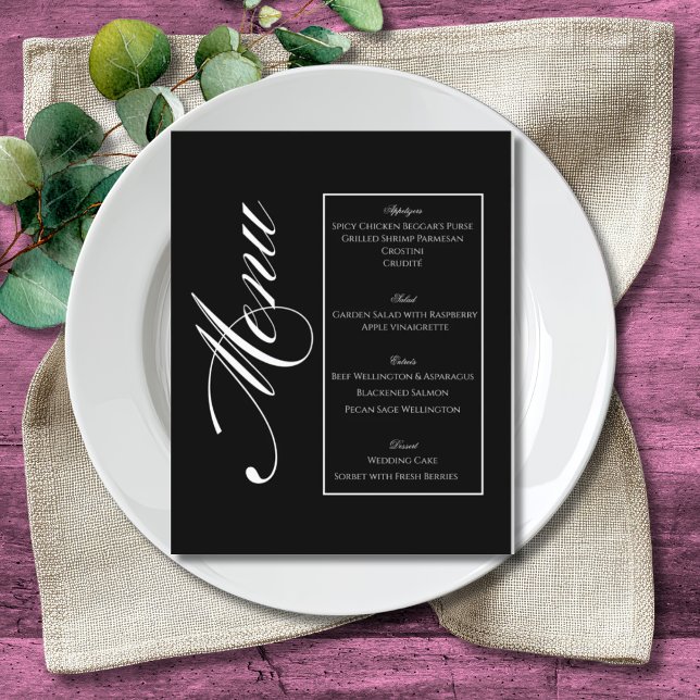 Elegant Minimalist Black & White Wedding Menu (Creator Uploaded)