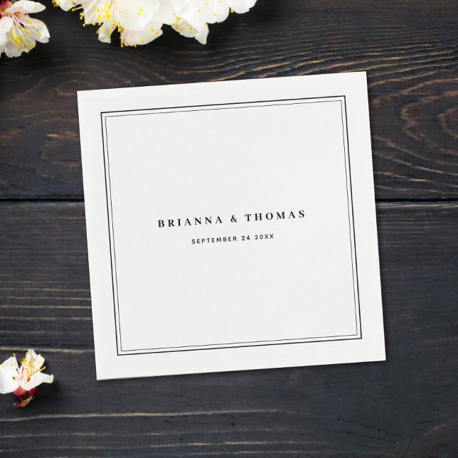 Elegant Minimalist Black & White Wedding Napkin (Creator Uploaded)
