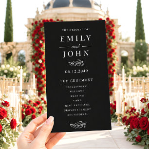 Elegant Minimalist Black & White Wedding Program