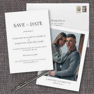 Elegant Minimalist Black & White Wedding Save The Date