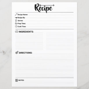 Elegant Minimalist Blank Recipe Page / Paper Sheet