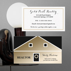 Elegant Minimalist Blk/Gold Realtor Business Card