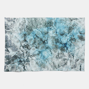 Elegant Minimalist Blue and Grey Marble Tea Towel