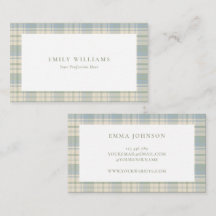 Elegant Minimalist Blue Green Plaid
