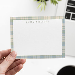 Elegant Minimalist Blue Green Plaid Card