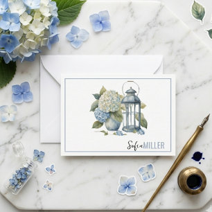 Elegant Minimalist Blue Hydrangea Wedding Card