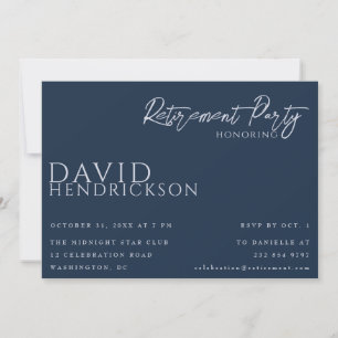 Elegant Minimalist Blue Retirement Party Invite