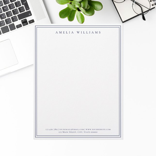 Elegant Minimalist Blue Two Border Custom Letterhead (Creator Uploaded)