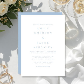 Elegant Minimalist Blue Wedding Invitation