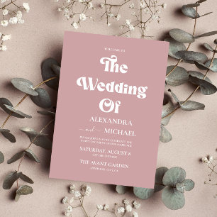 Elegant Minimalist  Blush Dusty Rose Wedding Invit Invitation