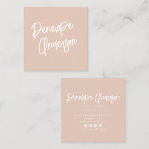 Elegant Minimalist Blush Pink Boho Chic Modern Square Business Card