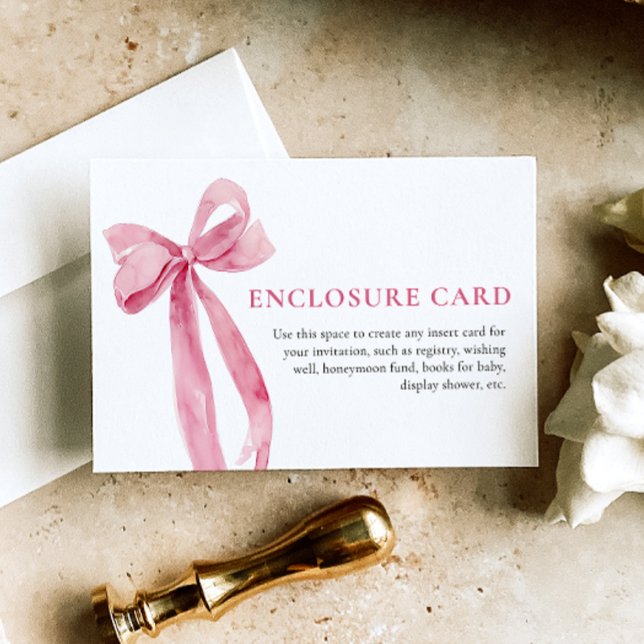 Elegant Minimalist Blush Pink Bow Enclosure Card (Creator Uploaded)