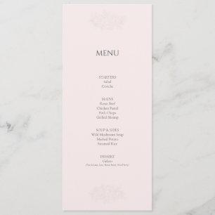 Elegant Minimalist Blush Pink Menu Card