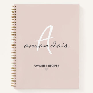 Elegant Minimalist Blush Pink Recipe Notebook