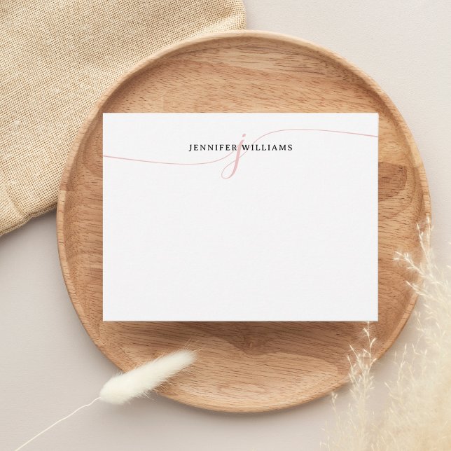 Elegant Minimalist Blush Pink Script Monogram Card (Creator Uploaded)