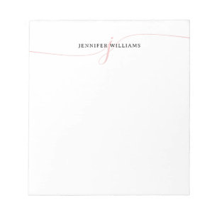Elegant Minimalist Blush Pink Script Monogram Notepad