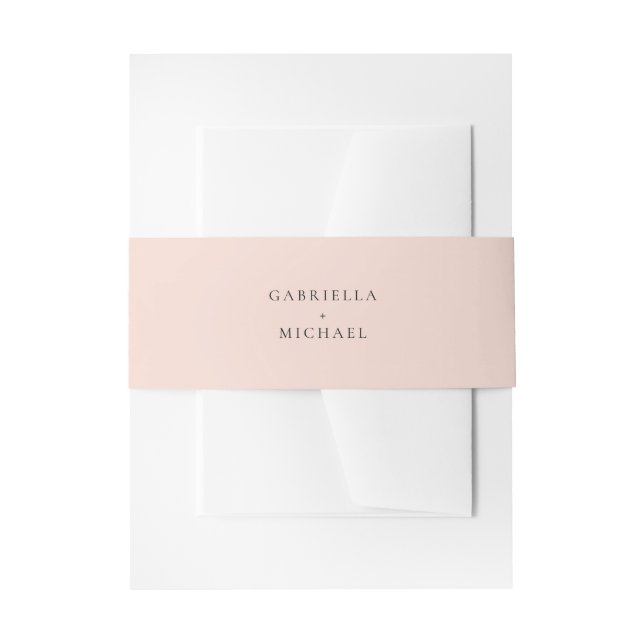 Elegant Minimalist Blush Pink Wedding Invitation Belly Band (Front Example)