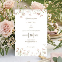 Elegant Minimalist Blush Pink Wildflower Wedding