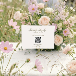 Elegant Minimalist Blush Pink Wildflower Wedding RSVP Card