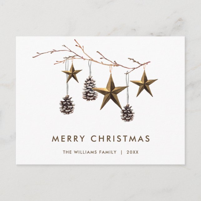 Elegant Minimalist Boho Christmas Greeting Holiday Postcard (Front)