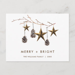 Elegant Minimalist Boho Christmas Greeting Holiday Postcard