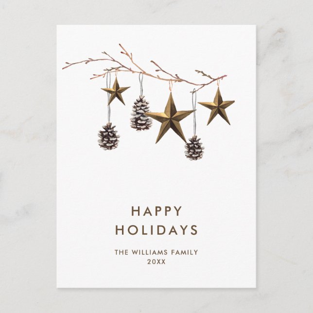 Elegant Minimalist Boho Christmas Greeting Holiday Postcard (Front)