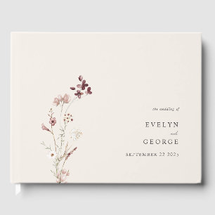 Elegant Minimalist Boho Floral Wedding Guest Book