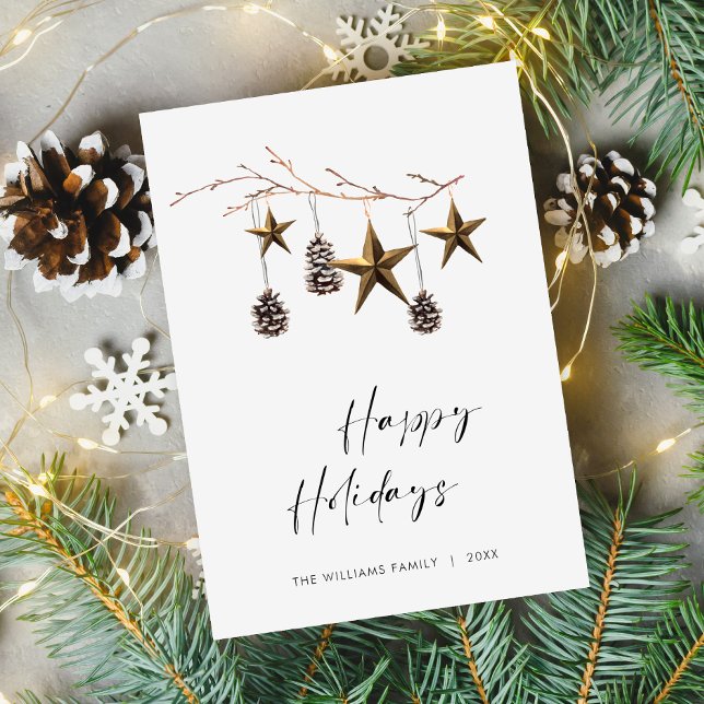 Elegant Minimalist Boho Merry Christmas Greeting Holiday Card (Creator Uploaded)