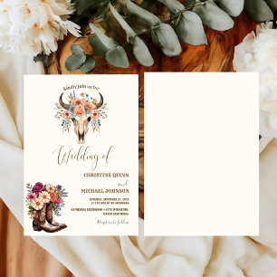 Elegant Minimalist Boho Western Cowboy Wedding Invitation