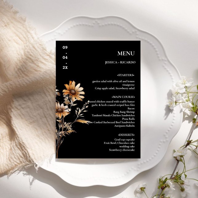  Elegant Minimalist Boho Wildflower Wedding Table Menu (Creator Uploaded)
