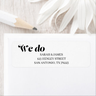 Elegant Minimalist Bold Calligraphy White Wedding Return Address Label