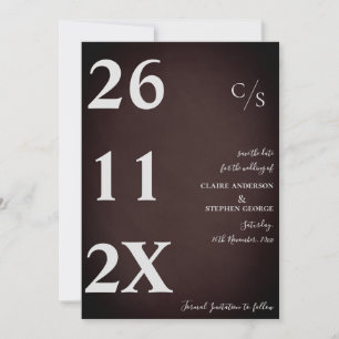 Elegant Minimalist Bold Font Maroon Wedding Save The Date