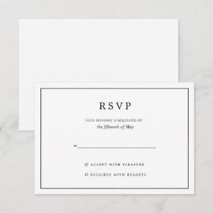 Elegant Minimalist Border Black and White Wedding RSVP Card