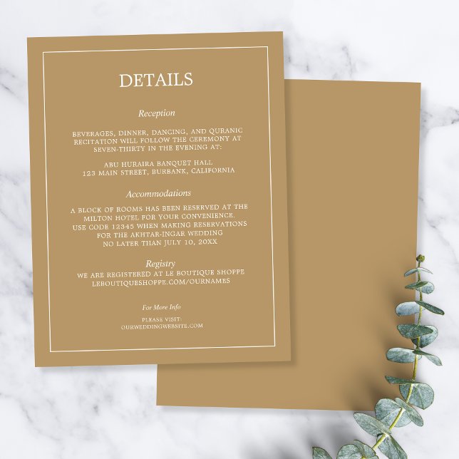 Elegant Minimalist Border Gold Wedding Details Enclosure Card (Creator Uploaded)