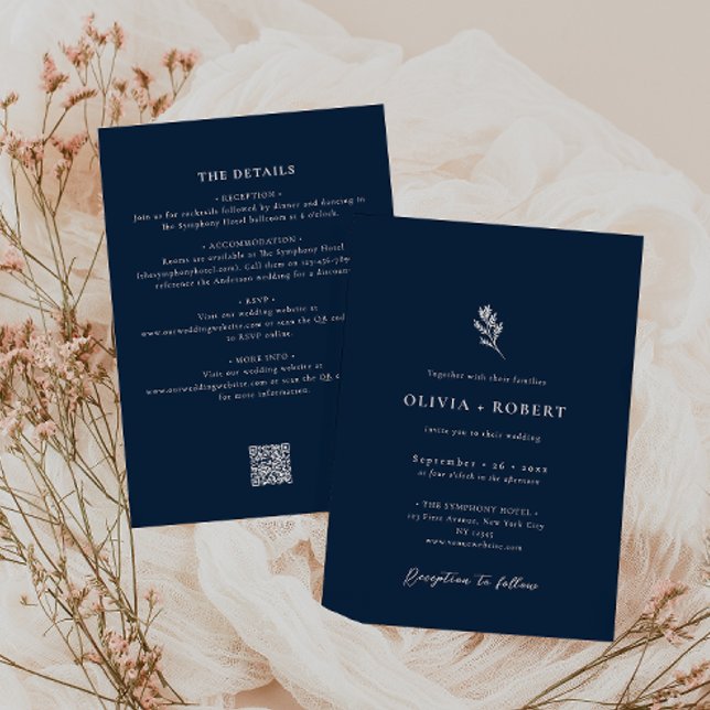 Elegant Minimalist Botanical All-In-One Wedding Invitation (Creator Uploaded)