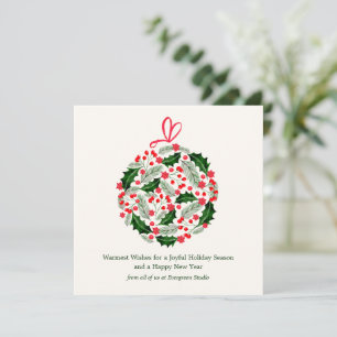 Elegant Minimalist Botanical Christmas Corporate  Holiday Card