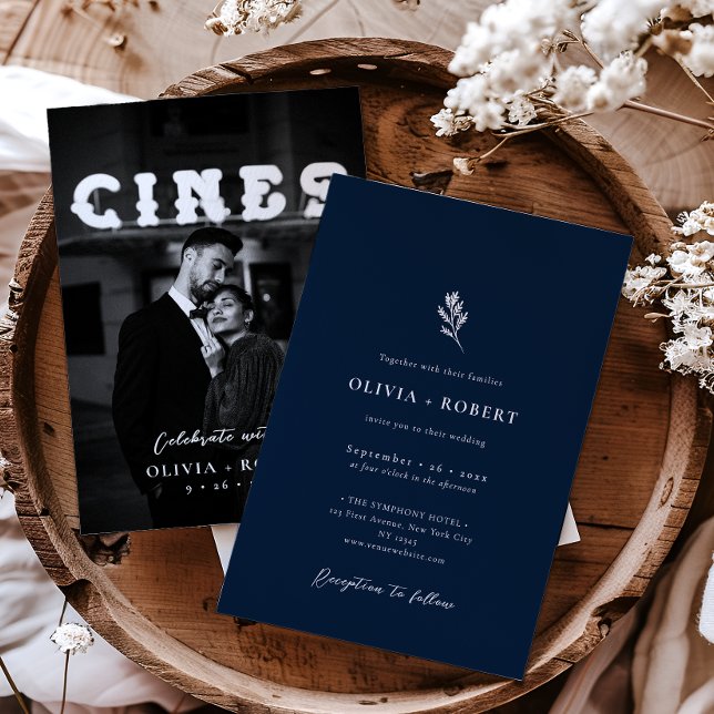 Elegant Minimalist Botanical Photo Wedding Invitation (Creator Uploaded)