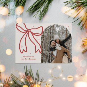 Elegant Minimalist Bow Single Photo Holiday Card