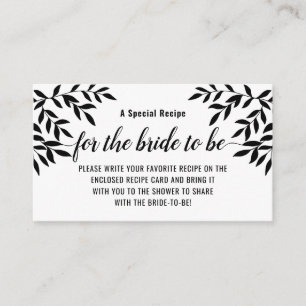 Elegant Minimalist Bridal Shower Recipe Request Enclosure Card