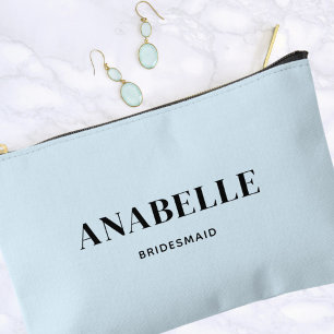 Elegant Minimalist Bridesmaid Gift Soft Blue Accessory Pouch