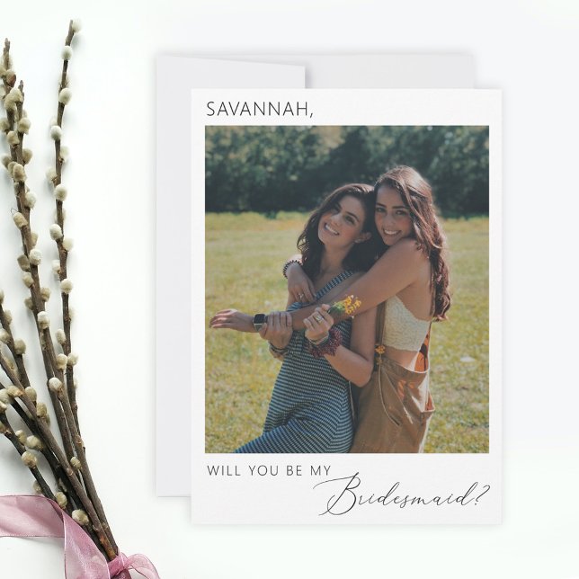 Elegant Minimalist Bridesmaid Proposal Photo Invitation (Creator Uploaded)