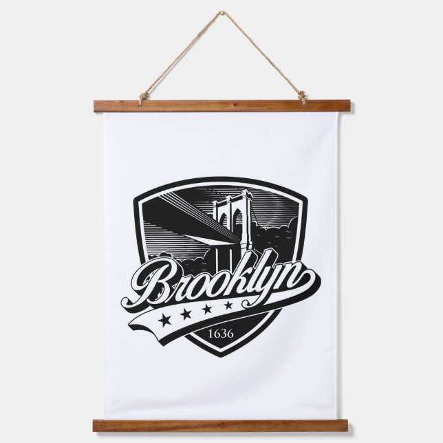 Elegant Minimalist Brooklyn Logo Design Hanging Tapestry (Front)