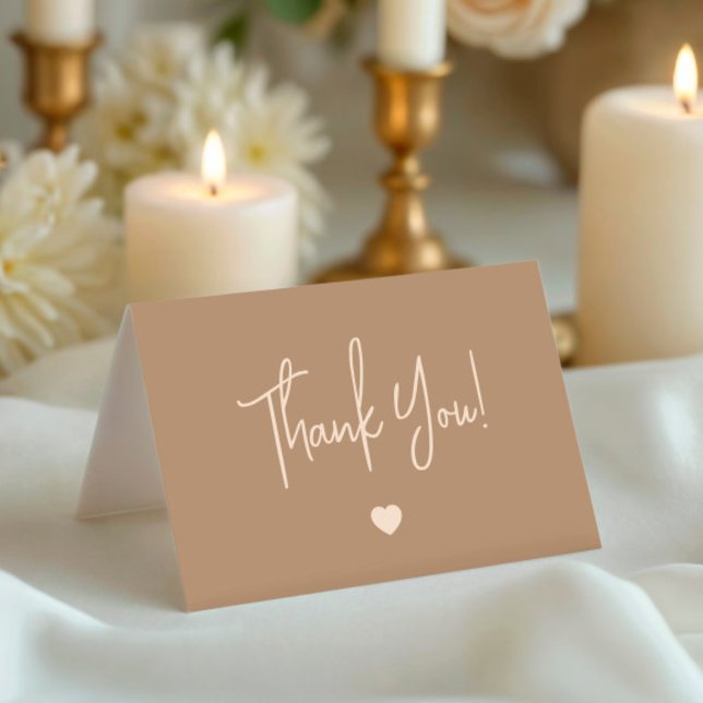 Elegant Minimalist Brown Gender Reveal Thank You Card (Creator Uploaded)