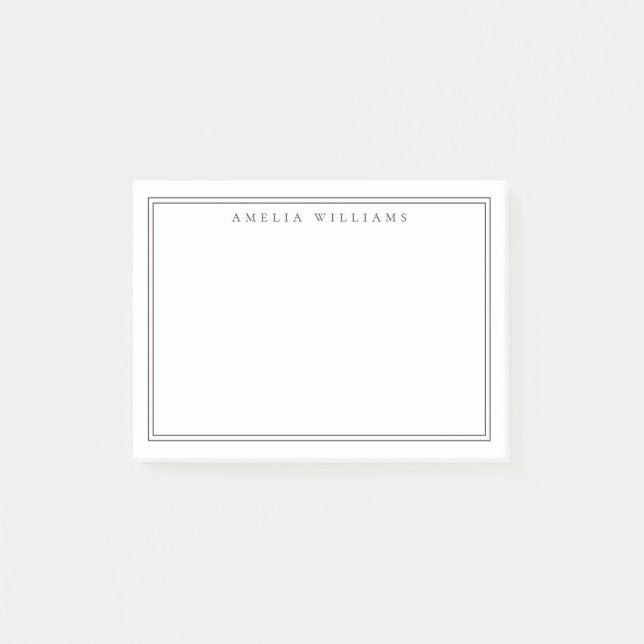 Elegant Minimalist Brown Two Border Post-it Notes (Front)