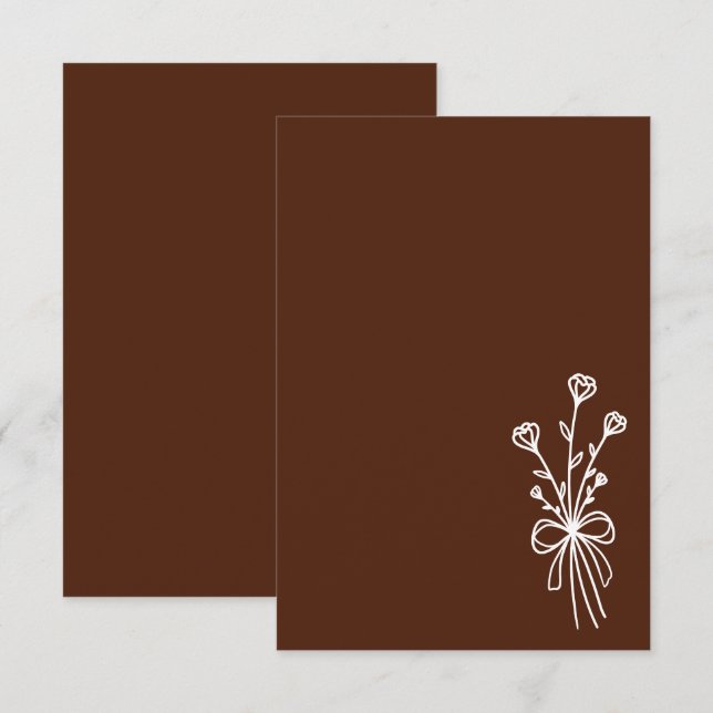 Elegant Minimalist Brown Wedding Invitation (Front/Back)