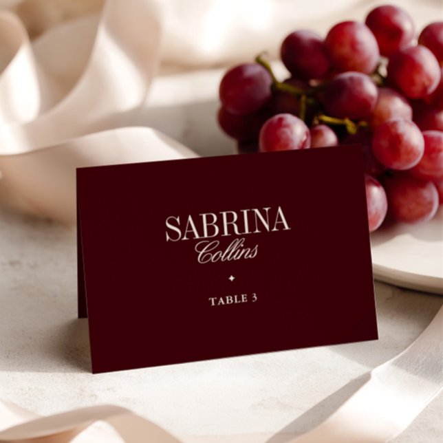 Elegant Minimalist Burgundy Wedding Place Card (Elegant Minimalist Burgundy Wedding Place Card)